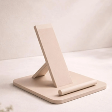 Load image into Gallery viewer, Sleek Geometric Smartphone Support Dock, Neutral Tone Device Holder For Bedside Surfaces And Work Desktops