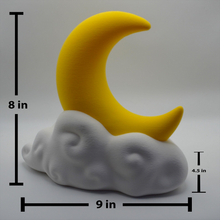Load image into Gallery viewer, Crescent Moon On Cloud Sculptural LED Lamp, Dual-Tone Ambient Bedside Lighting With Customizable Illumination Shades