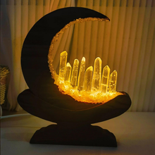 Load image into Gallery viewer, Crescent Moon Crystal Accent Lamp, Enchanted LED Ambient Table Light For Bedroom Shelves And Bohemian Interior Styling