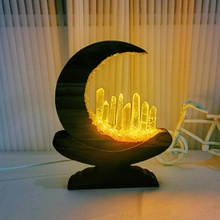 Load image into Gallery viewer, Crescent Moon Crystal Accent Lamp, Enchanted LED Ambient Table Light For Bedroom Shelves And Bohemian Interior Styling