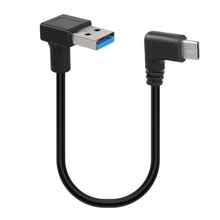 Load image into Gallery viewer, Dual Right-Angle USB A To USB-C Short Cable, High-Speed Data Transfer Fast Charging L-Shape Connection Cord