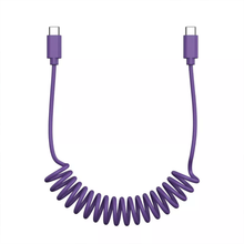 Load image into Gallery viewer, Retractable Coiled USB-C To USB-C Cord, Stretchable Tangle-Free Charging And Data Sync Cable In Vibrant Purple